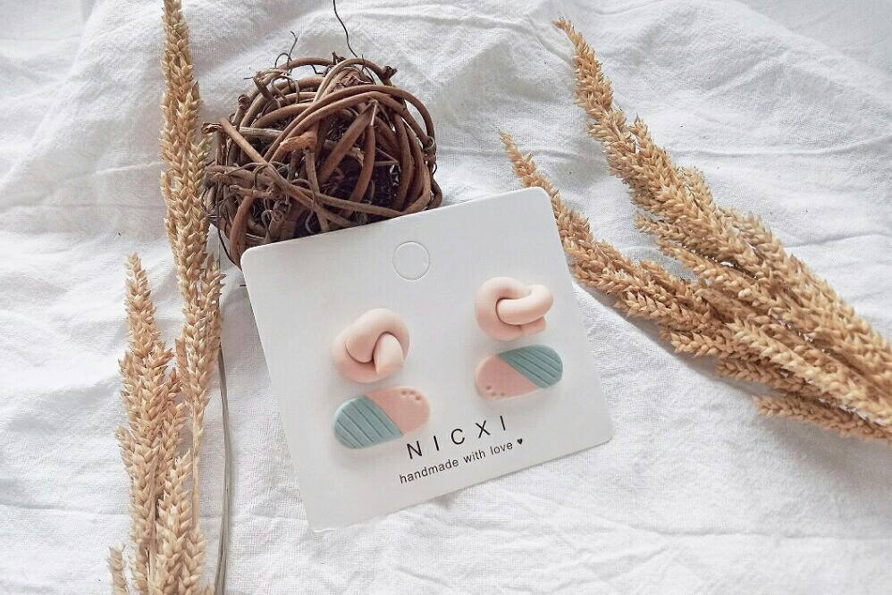 P E A C H Y • P I N K - Stud Packs #1 & #2 | Minimalist Polymer Clay Earrings Studs