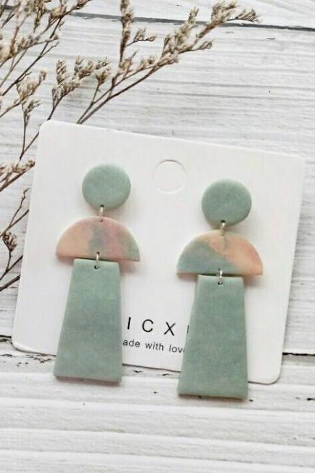 B E A C H • L I F E - The Dangle Earrings | Neutral Green Sage Polymer Clay Earring