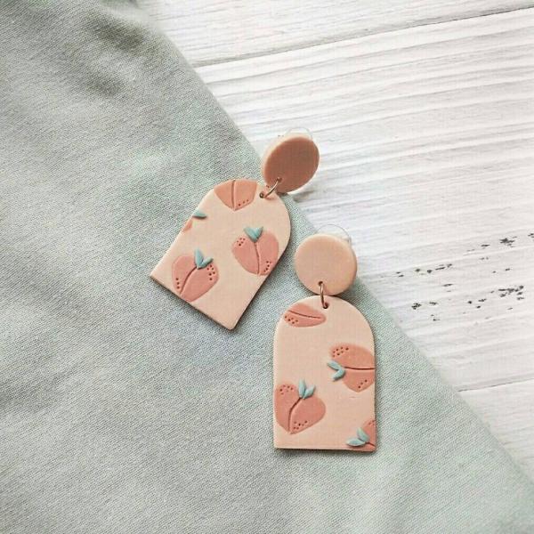 P E A C H Y • P I N K - the archway polymer clay earrings | Cute Handmade Polymer Clay Statement Earrings